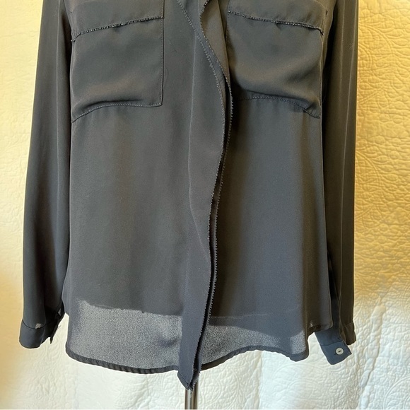 Zara Basic Women’s Sheer Navy Long Sleeved Blouse, Size Small - Picture 8 of 11